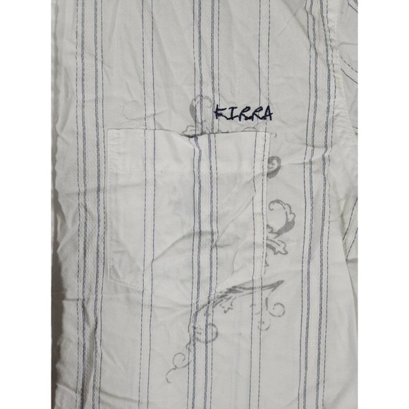 Kirra Shirt Womens Medium M Button Up Pockets Striped Collared Cotton White - Picture 7 of 13